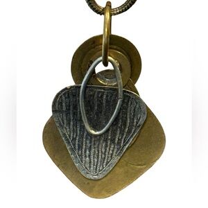 Marjorie Baer Mixed Metal Pendant Necklace Adjustable 20” Chain